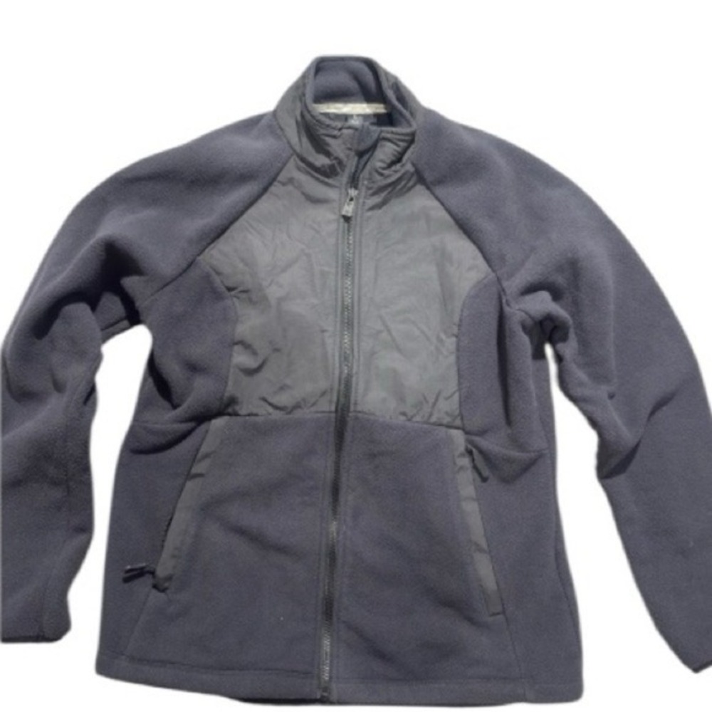 All In Motion Mens Hybrid Fleece Full Zip Jacket Gray Large Mock Neck Activewear